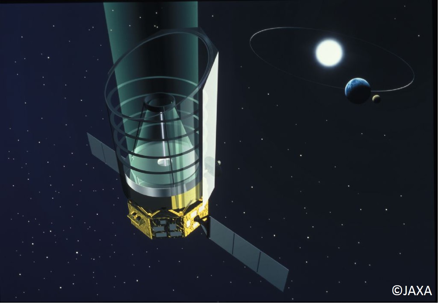 Highly stable spacecraft structure that requires precision measurement technology (image of large-diameter space telescope)